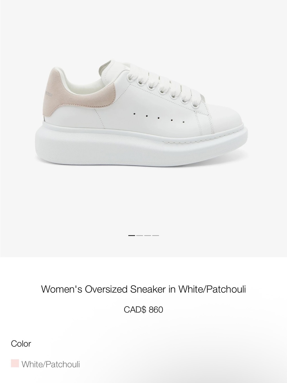 ALEXANDER MCQUEEN Oversized Sneakers in White/Patchouli Women’s Size 6